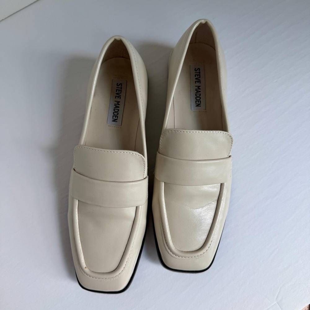 Steve Madden Ivory Leather Penny Loafers